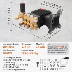VEVOR Pressure Washer Pump, 4400 PSI, 4.0 GPM, 1" Shaft Horizontal Triplex Plunger, Replacement Power Washer Pumps Kit, Parts Washer Pump -Vevor GUEST 53804506 8bb9 43c1 81fc f48f9c6d9d3a