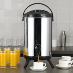 VEVOR Stainless Steel Insulated Beverage Dispenser, 2.4 Gallon 9.2 Liter, Thermal Hot And Cold Drink Server Dispenser With Spigot Handle, Food-grade