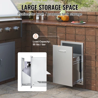 BuoQua Stainless Steel Storage Drawer Outdoor Kitchen Propane Tank Drawer Built-in Trash Drawer 16 X 22 X 16 Inch Propane Tank Trash Drawer, Silver 3 BuoQua Stainless Steel Storage Drawer Outdoor Kitchen Propane Tank Drawer Built-in Trash Drawer 16 X 22 X 16 Inch Propane Tank Trash Drawer, Silver - Image 3