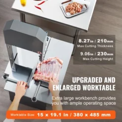 VEVOR Commercial Electric Meat Bandsaw, 550W Stainless Steel Vertical Bone Sawing Machine, 19.1"x15" Workbench, 7.09 Inch Cutting Thickness, Grey -Vevor GUEST 54649c02 d0fc 494b 8829 821ea7cab9fa