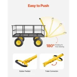 VEVOR 1400 Lbs Steel Garden Cart, Heavy Duty Pullable Garden Wagon Yard Cart, 2 In 1 Outdoor Metal Utility Wagon Yard Trailer, Black -Vevor GUEST 54dd9051 75ab 4f9a 9525 f4bb755afbd5