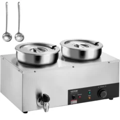 VEVOR Electric Soup Warmer, Dual 7.4QT Stainless Steel Round Pot, 1200W Commercial Food Warmer, 86~185°F Adjustable Temp -Vevor GUEST 55143734 98e5 42c7 a4d4 53b71c21da01