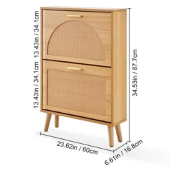 VEVOR Shoe Cabinet With 2 Flip Drawers, Shoe Storage Cabinet For Entryway, Free Standing Shoe Storage Organizer With Rattan Doors, Brown -Vevor GUEST 554b84b7 dac0 4e16 9bc6 5697e64cc34a