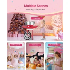 VEVOR Electric Cotton Candy Machine With Cart, 1000W Commercial Candy Floss Maker With 20.5 In Stainless Steel Bowl, Sugar Scoop, And Drawer, Red -Vevor GUEST 555fbcde a260 4ced be67 d7e0c4ea739f