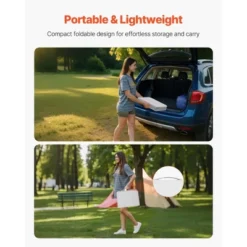 VEVOR Folding Camping Table, Adjustable Height Portable Side Tables, Aluminum MDF Beach Table With Mesh Layer, Carrying Handle, 24x16in, Silver -Vevor GUEST 5608825e 53ee 4af2 b65a fcfc077b397c