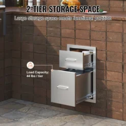 VEVOR Outdoor Kitchen Drawers 13" W X 20.4" H X 20.8" D, Flush Mount Double BBQ Access Drawers With Stainless Steel Handle, Silver -Vevor GUEST 563d5407 e5b8 4486 a4f5 1258e572b25f