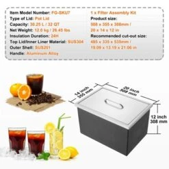 VEVOR Drop In Ice Chest, 20"L X 14"W X 12"H Stainless Steel Ice Cooler, Commercial Ice Bin With Cover, 40 Qt Outdoor Kitchen Ice Bar -Vevor GUEST 564714df 839c 4241 acad cf5d0fce9c0d
