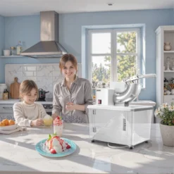 VEVOR Commercial Ice Crusher 661LBS/H, 350W Electric Snow Cone Machine With 4 Blades, 1400RPM Stainless Steel Shaved Ice Machine, White