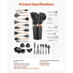 VEVOR Kitchen Cooking Utensils Set, 50 PCS Silicone Spatula Set With Holder, 428°F Heat Resistant Gadget Spoons Tools, Black 13 VEVOR Kitchen Cooking Utensils Set, 50 PCS Silicone Spatula Set With Holder, 428°F Heat Resistant Gadget Spoons Tools, Black -Vevor GUEST 5657ef20 0a14 4402 b4eb 370bbba5879f