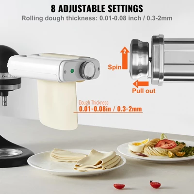 VEVOR Pasta Attachment For KitchenAid Stand Mixer, 3-IN-1 Stainless Steel Pasta Roller Cutter Set Including Pasta Sheet Roller 3 VEVOR Pasta Attachment For KitchenAid Stand Mixer, 3-IN-1 Stainless Steel Pasta Roller Cutter Set Including Pasta Sheet Roller - Image 3