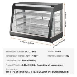 VEVOR 3-Tier Commercial Food Warmer Display, 1500W Food Display Warmer With Light, Adjustable Shelf And Temperature Display, Steam Heating, 130L -Vevor GUEST 56837566 e1dd 4f40 85ea dcaa68f6d2db