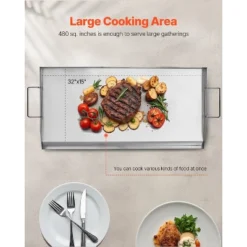 VEVOR Stainless Steel Griddle, 32x16 Inch Universal Flat Top Rectangular Plate, Gas Grill Griddle For BBQ Grill, Teppanyaki, Silver -Vevor GUEST 56aa4e20 12e4 46de 9ac9 bd23004d41f0