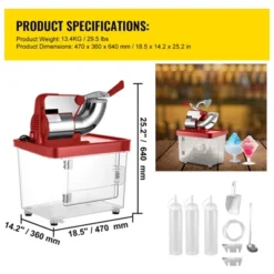 VEVOR 110V Commercial Ice Crusher 440LBS/H, ETL Approved 300W Electric Snow Cone Machine With Dual Blades, Stainless Steel Shaved Ice Machine, Red -Vevor GUEST 5728ba53 247d 4797 913a 592befaaf7b2