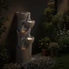 VEVOR Outdoor Water Fountain, 49.61 In Height Fountain And Waterfall,5-Tier Floor Standing Jar-Shaped Cascading Fountains With Light And Pump, Black