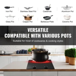 VEVOR Electric Cooktop, 12 Inch 2 Burners Built-in Electric Stove Top, 3000W Ceramic Top Radiant Cooktop, With Glass Panel, Knob Control -Vevor GUEST 58057a1b 9f6a 4fc1 930e 0e53b640dd38