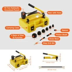 VEVOR 10 Ton Hydraulic Knockout Punch Kit, 1/2" To 2" Conduit Hole Cutter Set, KO Tool Kits W/Puncher 6 Piece, Metal Sheet Driver Tools -Vevor GUEST 583c77f9 44dc 43d0 884c 405bfae19302
