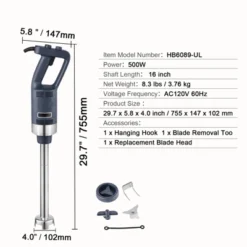 VEVOR Commercial Immersion Blender, 500W Heavy Duty Hand Mixer, 16 Inch Stepless Variable Speed Mixer With Stainless Steel Blade, Black -Vevor GUEST 589973b4 6442 4ac8 b5c8 4bebbcf6761e