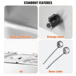 VEVOR 4-Pan Commercial Food Warmer, 16.4QT Electric Steam Table, 1200W Professional Countertop Stainless Steel Buffet Bain Marie 13 VEVOR 4-Pan Commercial Food Warmer, 16.4QT Electric Steam Table, 1200W Professional Countertop Stainless Steel Buffet Bain Marie -Vevor GUEST 58c7f5a1 8e99 4865 a408 3cc095a9f0ce