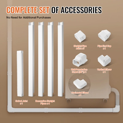 VEVOR Mini Split Line Set Cover 3-inch W 15.8Ft L, PVC Decorative Pipe Line Cover For Air Conditioner With 4 Straight Ducts, White 4 VEVOR Mini Split Line Set Cover 3-inch W 15.8Ft L, PVC Decorative Pipe Line Cover For Air Conditioner With 4 Straight Ducts, White - Image 4