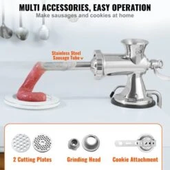 VEVOR Manual Meat Grinder, 304 Stainless Steel Hand Meat Grinder With Suction Cup + Steel Table Clamp, Meat Mincer Sausage Maker & 2 Cutting Plates -Vevor GUEST 5986d474 dcf7 406e a0e3 6bf07d6c40c2