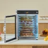 VEVOR Rotary Food Dehydrator Machine, 12 Stainless Steel Trays, 800W Electric Food Dryer With Adjustable Temperature & 24-Hour Timer, Silver