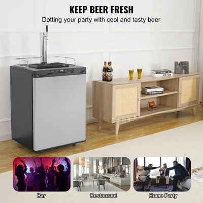 VEVOR Beer Kegerator, Single Tap Draft Beer Dispenser, Full Size Keg Refrigerator With Shelf, CO2 Tank(No Gas), Drip Tray & Rail, Silver 5 VEVOR Beer Kegerator, Single Tap Draft Beer Dispenser, Full Size Keg Refrigerator With Shelf, CO2 Tank(No Gas), Drip Tray & Rail, Silver - Image 5