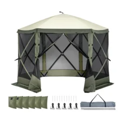 VEVOR Pop Up Gazebo Tent, Pop-Up Screen Tent 6 Sided Canopy Sun Shelter, 10x10FT Quick Set Screen Tent With Mosquito Netting, Army Green -Vevor GUEST 5a3dce4a aecf 4d38 a47d 851790abc579