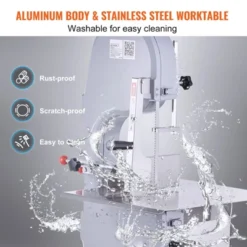 VEVOR Electric Meat Bandsaw, 1500W Stainless Steel Countertop Bone Sawing Machine, Workbeach 19.3" X 15", 0.16-7.9 Inch Cutting Thickness, Silver -Vevor GUEST 5a82d57f 5237 4a46 b1b4 98643a1f3d48