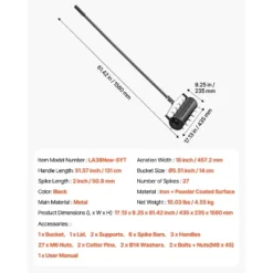 VEVOR Rolling Lawn Aerator, 18-inch Heavy-Duty Manual Rolling Aerator Lawn With Detachable Handle And 27 Iron Spikes, Black -Vevor GUEST 5ab4f094 98da 48f6 a191 6872e6590cbb