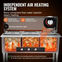 VEVOR 3-Pan Commercial Food Warmer, 3 X 20.6QT Electric Steam Table, 1500W Professional Buffet Catering Food Warmer With Acrylic Sneeze Guard -Vevor GUEST 5ad10e19 10f2 4799 a534 8cdc31d958cb