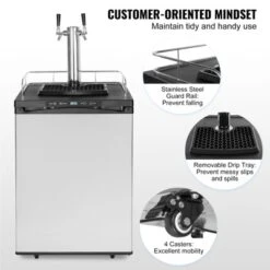 VEVOR Beer Kegerator, Dual Tap Draft Beer Dispenser, Full Size Keg Refrigerator With Shelf, CO2 Tank(No Gas), Drip Tray & Rail, Silver 13 VEVOR Beer Kegerator, Dual Tap Draft Beer Dispenser, Full Size Keg Refrigerator With Shelf, CO2 Tank(No Gas), Drip Tray & Rail, Silver -Vevor GUEST 5ad470f0 66e9 4d44 9331 92d196c46171