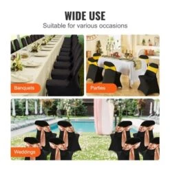 VEVOR Stretch Spandex Folding Chair Covers, Universal Fitted Chair Cover, Removable Washable Protective Slipcovers, For Wedding, (30PCS Black) -Vevor GUEST 5b6d1e87 2e13 4a96 8d40 3e6fb5a358f2