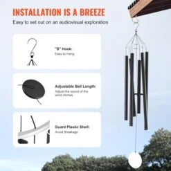 VEVOR Wind Chimes For Outside, 66 In, Deep Tone Wind Chimes With 6 Tubes, Unique Large Memorial Wind Chimes For Anniversary, Black -Vevor GUEST 5c3b039c e607 4f8a b047 a69e52d7a580