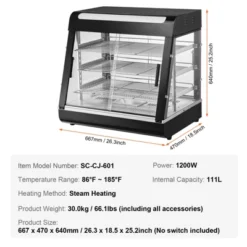 VEVOR 3-Tier Commercial Food Warmer Display, 1200W Food Display Warmer With Light, Adjustable Shelf And Temperature Display, Steam Heating, 111L -Vevor GUEST 5c782266 bf3a 4ccc 926f bf2f9af203bc