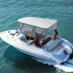 VEVOR 4 Bow Bimini Top Boat Cover, Detachable Mesh Sidewalls, 600D Polyester Canopy With 1" Aluminum Alloy Frame