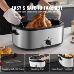 VEVOR Electric Roaster Oven, 26 QT Turkey Roaster Oven With Self-Basting Lid,1450W Roaster Oven With Defrost & Warm Function, Adjustable Temperature -Vevor GUEST 5dd9f71e 6641 4fe8 b2a6 8c5eac03c1d5