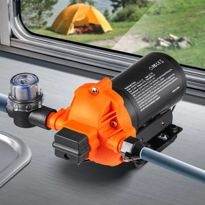 VEVOR RV Water Pressure Diaphragm Pump 3Chambers 110V 3.3GPM 45PSI Adjustable Presssure Fresh Water Pump, Self Priming Sprayer Pump, Orange 1 VEVOR RV Water Pressure Diaphragm Pump 3Chambers 110V 3.3GPM 45PSI Adjustable Presssure Fresh Water Pump, Self Priming Sprayer Pump, Orange