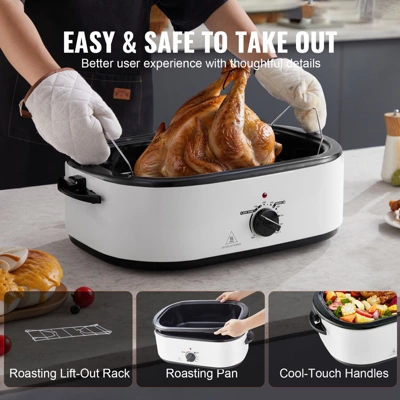 VEVOR Electric Roaster Oven, 22 QT Turkey Roaster Oven With Self-Basting Lid, 1450W Roaster Oven With Defrost & Warm Function, Adjustable Temp 5 VEVOR Electric Roaster Oven, 22 QT Turkey Roaster Oven With Self-Basting Lid, 1450W Roaster Oven With Defrost & Warm Function, Adjustable Temp - Image 5
