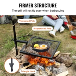 VEVOR Swivel Campfire Grill, Fire Pit Grill Grate Over Fire Pits, Heavy Duty Steel Grill Grates, 360° Adjustable Open Fire Cooking Equipment, Black -Vevor GUEST 5e142912 4a7f 44a9 89e6 fb0111653b92