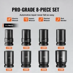 VEVOR 1" Drive Impact Socket Set, 8 Piece Deep Socket Set Metric 27-41mm, 6 Point Cr-Mo Alloy Steel For Auto Repair, Easy-to-Read Size Markings,BLACK -Vevor GUEST 5e3c1913 2e49 4b84 bfb3 1f8c232f8e11