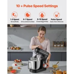 VEVOR Stand Mixer, 5.3QT + 4.4QT Two Stainless Steel Bowls, 10+P Speeds Tilt-head Food Mixer, Kitchen Mixer With Dough Hook, Wire Whip, Black -Vevor GUEST 5e86e9df f261 47f9 8172 36107de8dec6