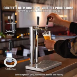 VEVOR Dual Taps Draft Beer Tower Dispenser, Stainless Steel Keg Beer Tower, Kegerator Tower Kit With Pre-Assembled Tubing 9 VEVOR Dual Taps Draft Beer Tower Dispenser, Stainless Steel Keg Beer Tower, Kegerator Tower Kit With Pre-Assembled Tubing -Vevor GUEST 5e977906 09a5 475d 8123 26eab4ffd458