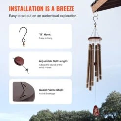 VEVOR Wind Chimes For Outside, 42", Deep Tone Wind Chimes With 6 Tubes, Unique Large Memorial Wind Chimes For Anniversary, Dark Brown -Vevor GUEST 5e986aeb 0e7a 4b15 87cb e95c8c5b832e