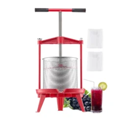 VEVOR 3.69 Gal/14L Fruit Wine Press, Stainless Steel Basket, Manual Juice Maker, Cider Apple Grape Tincture Making Press, Red -Vevor GUEST 5ea29cc3 35ab 43ed b888 01ab66a75d33