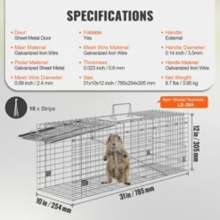 VEVOR Live Animal Cage Trap, 31" X 10" X 12" Humane Cat Trap Galvanized Iron, Folding Animal Trap With Handle For Rabbits, Stray Cats, Squirrels -Vevor GUEST 5ee5c615 49e9 4a87 a3a2 ce0d06eebe18