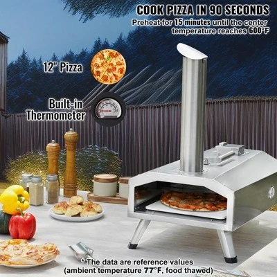 VEVOR Dual Fuel Pizza Oven For Outdoor Use, 12" Portable Pizza Oven, Pellet & Gas Powered Outdoor Pizza Oven With Thickened Cordierite Pizza Stone 2 VEVOR Dual Fuel Pizza Oven For Outdoor Use, 12" Portable Pizza Oven, Pellet & Gas Powered Outdoor Pizza Oven With Thickened Cordierite Pizza Stone - Image 2