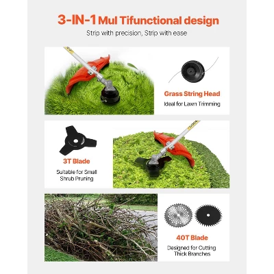 VEVOR String Trimmer, 42.7CC 2-Stroke, Gas Powered Weed Wacker, 16.9" Cordless Grass Trimmer, Multi-Functional Lawn Edger With Shoulder Strap 3 VEVOR String Trimmer, 42.7CC 2-Stroke, Gas Powered Weed Wacker, 16.9" Cordless Grass Trimmer, Multi-Functional Lawn Edger With Shoulder Strap - Image 3