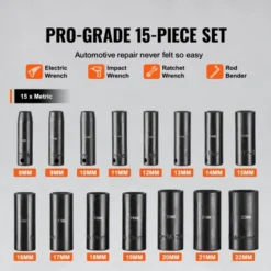 VEVOR 3/8" Drive Impact Socket Set, 15 Piece Deep Socket Set Metric 8-22mm, 6 Point Cr-Mo Alloy Steel For Auto Repair, Easy-to-Read Size Markings -Vevor GUEST 5fc05fd9 29e2 46c1 b207 995097cab7a4