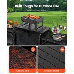 VEVOR Camping Kitchen Table, Outdoor Camp Cooking Table, Aluminum Portable Cook Station With 3 Storage Cupboard, Carrying Bag, Black -Vevor GUEST 5fe77c85 602f 4168 a524 047f1d24ccb2