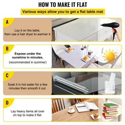 VEVOR Plastic Table Cover 36 X 60 Inch, 2 Mm Thick Clear Table Protector, Rectangle Clear Desk Mat, Waterproof & Easy Cleaning, Transparent 2 VEVOR Plastic Table Cover 36 X 60 Inch, 2 Mm Thick Clear Table Protector, Rectangle Clear Desk Mat, Waterproof & Easy Cleaning, Transparent - Image 2